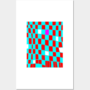 Funky Checks blue n red Posters and Art